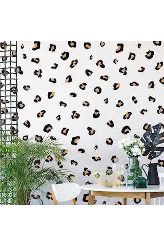 10 Yaprak Çıkarılabilir Soy Ve Yap Duvar Kağıdı Leopar Desenli Duvar Çıkartması Siyah Leopar Benekli Duvar Çıkartmaları Vinil Kendin Yap Yatak Odası Çocuk Odası Ev Dekorasyonu İçin Siyah & Sarı Sarı - Siyah