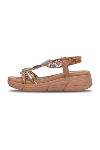 Guja 26y154-2 Kadın Taşlı Düz Sandalet Camel