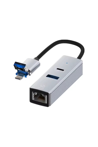 Usb + Lightning Girişli Lan Adaptör Usb 3.0 Çoklayıcı + Type-c Otg