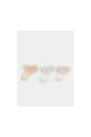 LC Waikiki Alıta Cıty Farkıyla Lcw Baby Pembe Fırfırlı Kız Bebek Patik Çorap 3'lü Pembe - 923930780 Pembe