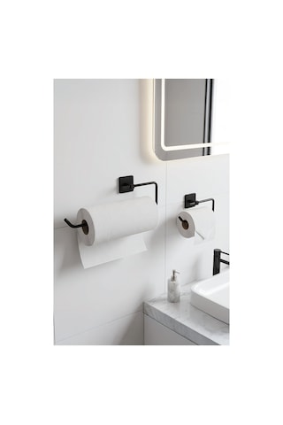 Alper Banyo Kare 5'Li Banyo Aksesuar Seti Uzun Havluluk, Solo Havluluk, Halka Havluluk, Fön Askısı Ve Tuvalet Kağıtlığı