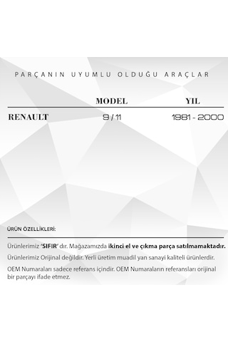 Renault 9 / 11 için Karbüratör T Rekoru 2'li
