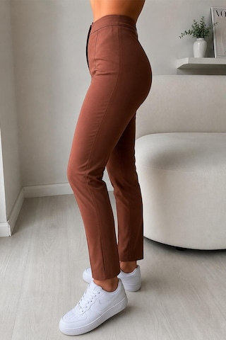 Fit Women Yüksel Bel Nervür Dikişli İspanyol Paça Pantolon 4622 -kiremit