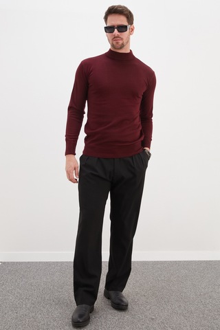 Fullamoda Basic Dik Yaka Regular Fit Triko Kazak Mürdüm
