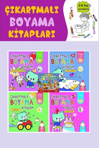 2 Yaş Ve Üzeri Çıkartmalı Boyama Kitabım Seti 4 Kitap