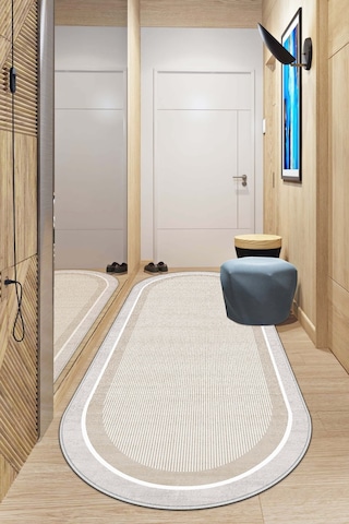 West Home Makinede Yıkanabilir Kaymaz Taban Leke Tutmaz Oval Modern Yolluk Ev Dekorasyonu İçin Bej Kesme Yolluk Wh600 Beige Oval Yolluk