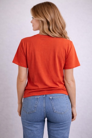 Herkesemoda Düz Basic T-shirt Kırmızı