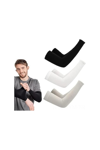 Geeksen 3 Çift Islak Soğuk Güneş Korumalı Eldiven - Spor, Sürüş, Yürüyüş İçin Unisex - Siyah, Beyaz, Gri Çok Renkli