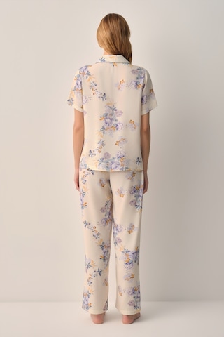 Suwen Lina Gömlek Yaka Pijama Takımı Sh26609660b1185 Bej