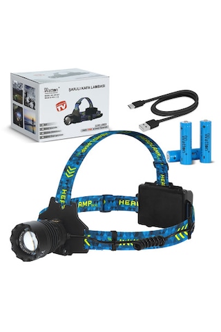 Watton Cree P360 - 12,000 Lümen Şarjlı Kafa Lambası Watton Wt-627 Siyah