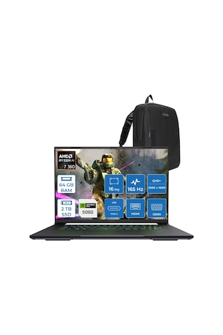 Gigabyte AERO X16 1VH93TRC94DHH23 Ryzen AI 7 350 64 GB 2 TB SSD 8 GB RTX5060 16" W11H WQXGA Dizüstü Bilgisayar + Zetta Çanta
