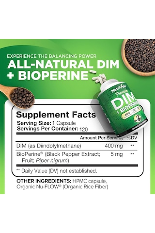 Nutrivein Dım 400 Mg Diindolylmethane Women Men Bioperine - Estrogen Menopause Middle Age Support