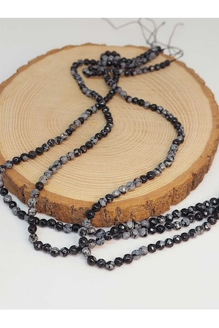 Bileklik Boy Kar Tanesi Obsidyen Taşı Yarım Dizi Faset Kesim 4-4.5mm Aralığı 18cm Uzunluğundadır Çok Renkli