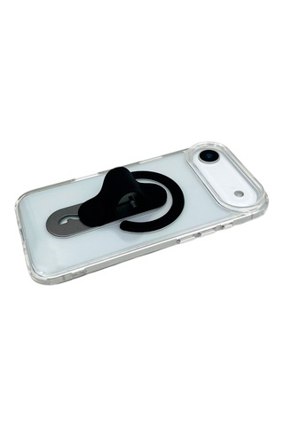 Apple iPhone 17 Air Magsafe Uyumlu Standlı Şeffaf Kılıf Siyah