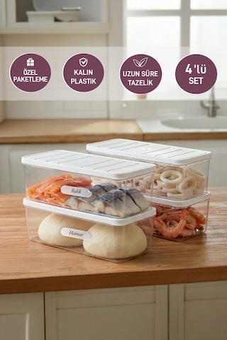 Selka Home 4 Adet 2 Lt. Nora Organizer Buzdolabı Buzluk Düzenleyici Saklama Kabı