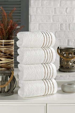 Casnack Diana Havlu Seti 4'lü 800gr. 50x90cm - Krem