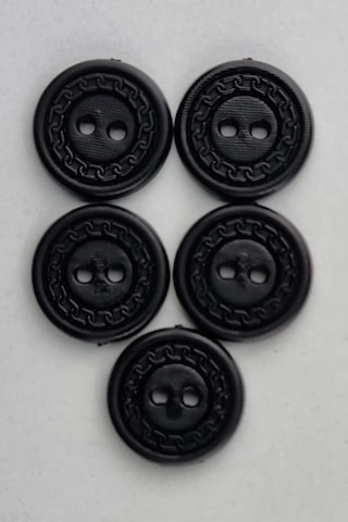 Orta Boy Zincir Desenli Akrilik Siyah Kaban Çeket Hırka Yelek Düğmesi 5 Adet