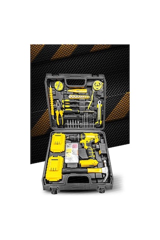 Yeni Nesil Tork Darbeli Lion Akülü Vidalama Matkap 100 Pcs Ultimate Pro Set