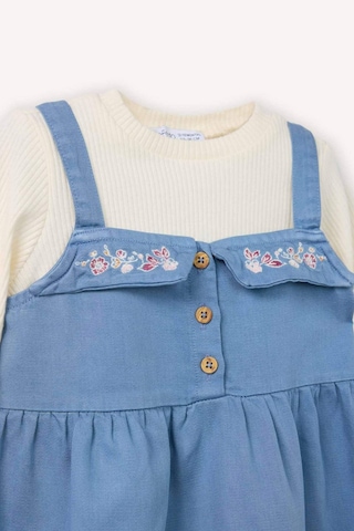 Defacto Kız Bebek 2li Takım Uzun Kollu Tişört Elbise G8142a526spbe746 Mavi-be746
