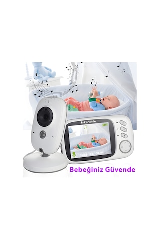 Vb603 3.2 İnç Lcd 2.4ghz Kablosuz Gözetim Kamerası Bebek Monitörü, İki Yönlü Konuşma Desteği, Gece Görüşü Beyaz