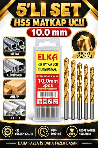 10 Mm Hss Titanyum Kaplı Matkap Ucu 5'li Set Metal Alüminyum Ahşa 10 Mm Hss Titanyum Kaplı Matkap Ucu 5'li Set Metal Alüminyum Ahşa