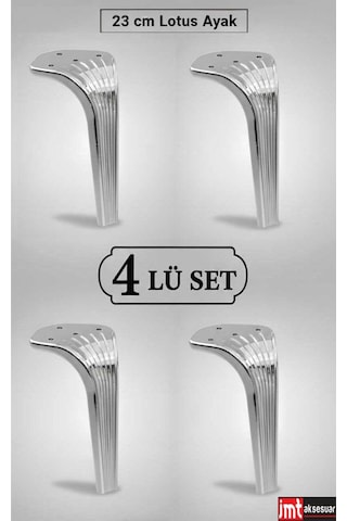 Lotus 23 Cm Krom 4 Adet Koltuk Yatak Odası Tv Ünitesi Konsol Ve Sehpa Ofis Mobilyası Ayağı Krom