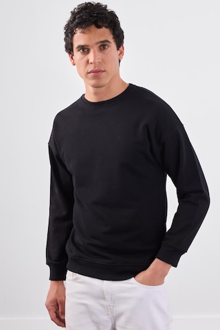Dufy Siyah Bisiklet Yaka Regular Fit Erkek Sweatshirt Siyah
