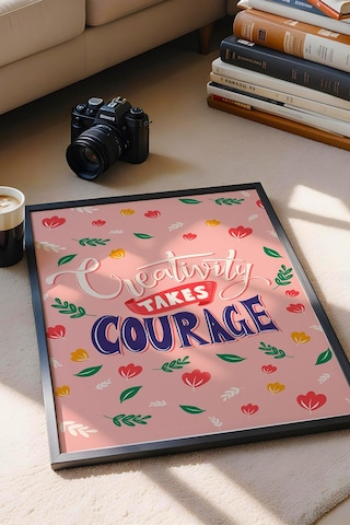 Creativity Takes Courage Çerçeveli Tablo - Yaratıcılık Cesaret İster Yazılı Motivasyon Poster Tablo