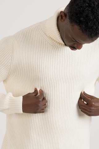 Regular Kesim Kalın Örgülü Yünlü Tam Balıkçı Triko Kazak Krem