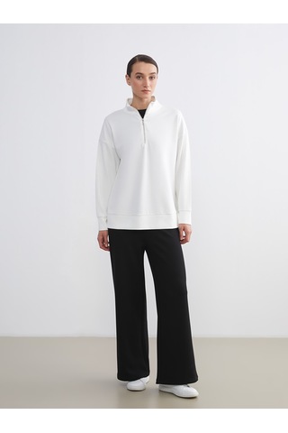 Lcw Comfort Beyaz Dik Yaka Kadın Sweatshirt