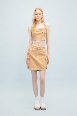 Defacto Coool Kargo Fit Gabardin Yıkamalı Soluk Efektli Mini Etek C4456AX24SPBG387 Bej