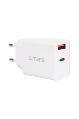 Omars OMWC013E 20 W PD USB-C -USB-A Hızlı Şarj Cihazı