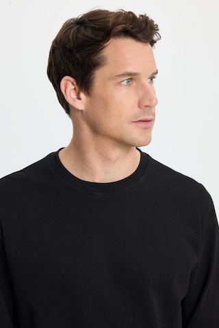 Tudors Erkek Relax Fit Rahat Kesim %100 Pamuk 2 İplik Bisiklet Yaka Siyah Sweatshirt-41514 Siyah