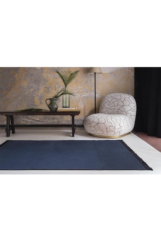 Jassrug Saçaklı Dokuma Kilim 120x180 Petrol Mavi