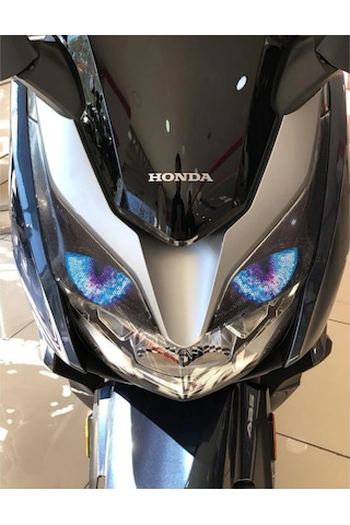 Honda Pcx Far Stiker+far Kaşı 2018-2019-2020 Uyumlu Mavi Çok Renkli