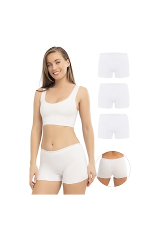 Arma Yıldız Basic Lazer Kesim Dikişsiz Kadın Boxer Külot 3'lü Paket Beyaz Beyaz