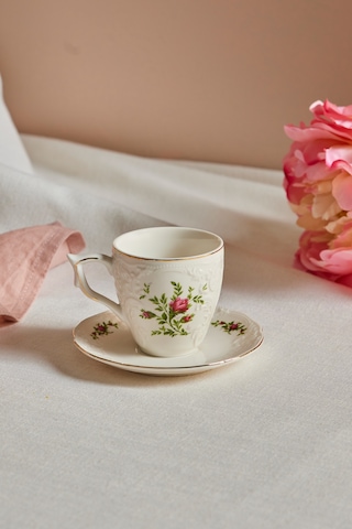 Karaca Vintage Rose Kahve Fincanı Ve Tabağı 100 Ml Çok Renkli
