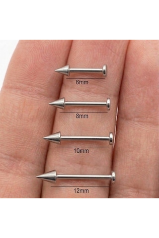 4'lü Kararmaz Cerrahi Çelik Koni Uçlu Muz Piercing Seti Kaş Göbek Dudak Rook Daith Kıkırdak Küpe Gümüş