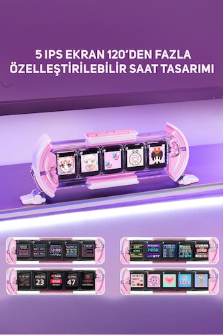 Divoom Timesgate 5 Ekranlı Rgb Işıklı Akıllı Dijital Saat, Youtuber Ve Oyuncu Wifi Bağlantılı App Ko