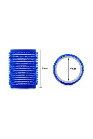 Gloria Professional Cırtlı Yapışkanlı Saç Bigudisi 40 mm (4cm) 6’lı Set – Lacivert Büyük Boy