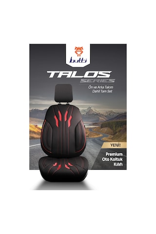 Siyah - Kırmızı Buttı Talos Serisi Premium Oto Koltuk Kılıfı Ortopedik Destekli, Ön Arka Tam Set, Aırbag Uyumlu