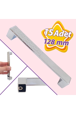 15 Adet Bihter Desenli Kulp 128 Mm Krom Mutfak Kulpu Çekmece Dolap Kapak Kulbu Metal Mobilya Dolabı Kulpları