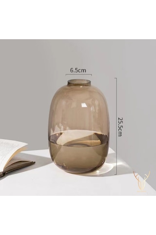 Nomo Kahverengı Cam Vazo - 25,5 Cm Kahverengı