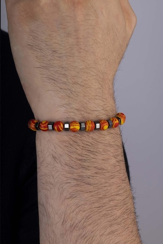 Gümüş Pazarım Sarı Kırmızı Tibet Akik Doğal Taş Erkek Bileklik Diğer