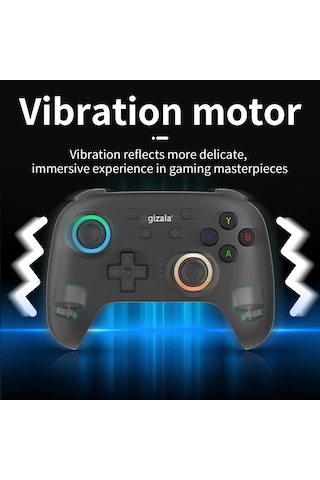 Gizala Kablosuz Oyun Kolu Gamepad Hall Effect Triggers Joystick Switch 2/pc/android/Apple Uyumlu iOS Siyah
