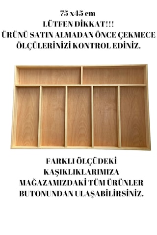 75x45 Cm Ayfiwood Ahşap Kaşıklık Çekmece İçi Kepçe Maşa Ve Servis Gereçleri Düzenleyici Organizer