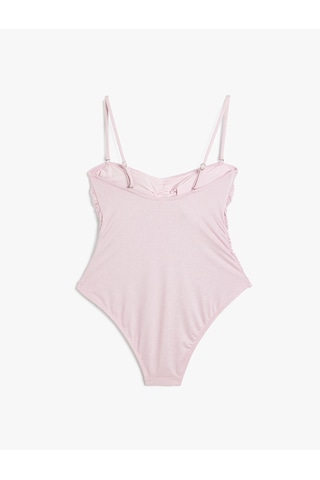 Koton Straplez Mayo Çiçek Aplike Detaylı Çıkarılabilir Askılı Drapeli Pembe 4sak20190mm Pembe