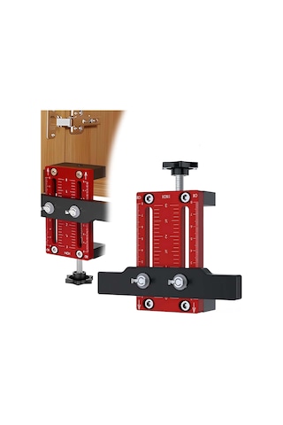 Wezone Alüminyum Kapı Montaj Konumlandırıcı - Dolap Ve Çekmecelik Kapılar İçin Hassas Ölçüm Ve Delme Aracı, 10-60 Mm Aralığı, Kırmızı