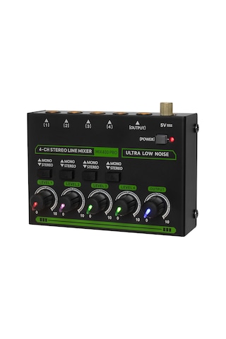 Hfambition Max400-pro Mini Ses Mikseri: 4 Kanal, Ultra Düşük Gürültü, Stereo/monofon Dönüşümü, 6.35mm Giriş, Avrupa Şarj 100-240v 11"
