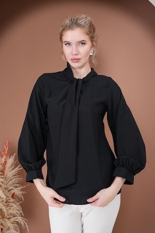 Elegance Bağlamalı Bluz Siyah